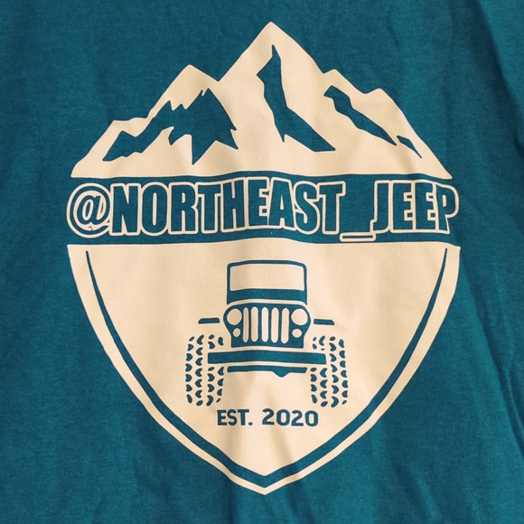 NWOT Screen printed Jeep short sleeve Gildan teal t-shirt - Picture 2 of 5